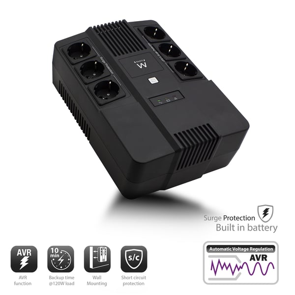 Ewent EW3945 UPS-enhed Interaktivt indgangsstik 0,6 kVA 360 W 1 AC stikkontakt(er)