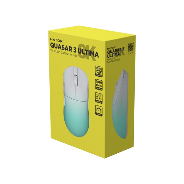 HATOR Quasar 3 Ultima 8K Wireless hiiri Pelaaminen Oikeakätinen RF Wireless + Bluetooth + USB Type-C Optinen 30000 DPI