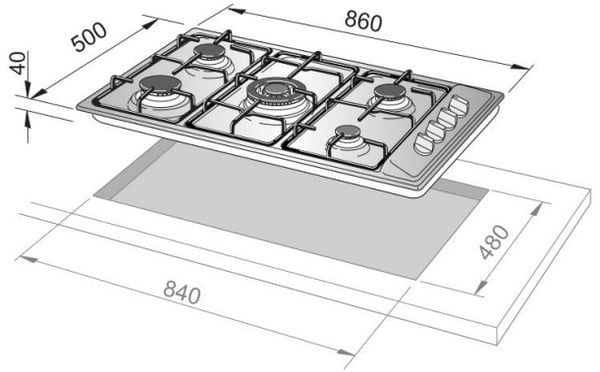 De’Longhi NL 59 DD spishällar Svart Inbyggd 90 cm Gas 5 zone(s)