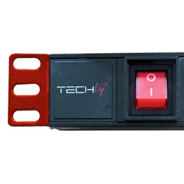 Techly 1HE I-CASE STRIP-81V stikdåse 2 m 8 AC stikkontakt(er) Indendørs Sort, Rød