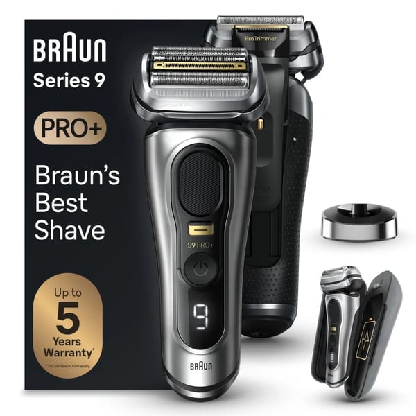 Braun Series 9 9527s Teräverkollinen parranajokone Trimmeri Musta, Hopea