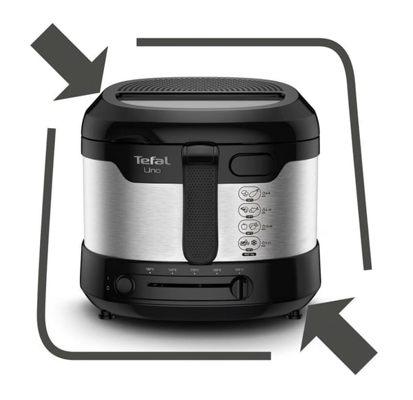 Tefal Uno FF215D Yksi 1,8 L Erillinen 1600 W Rasvakeitin Musta, Ruostumaton teräs