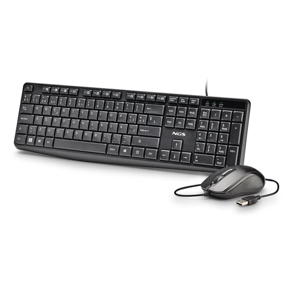 NGS COCOA KIT V2 tastatur Mus inkluderet Universel USB QWERTY Spansk Sort