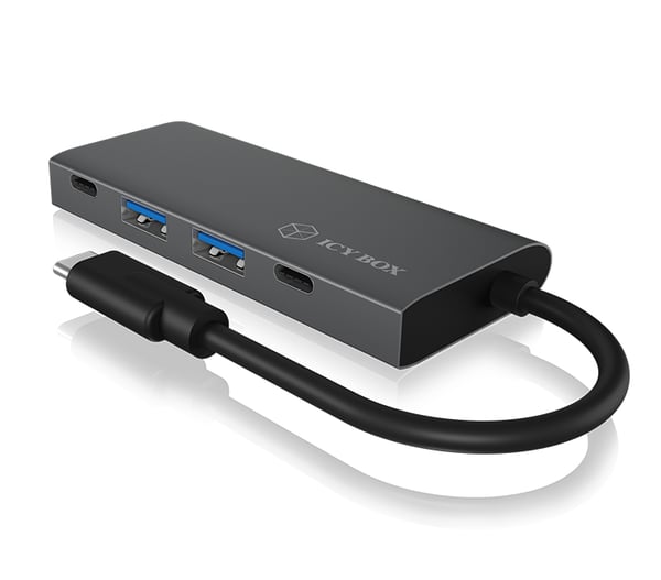 ICY BOX IB-HUB1428-C31 USB 3.2 Gen 2 (3.1 Gen 2) Type-C 10000 Mbit/s Antrasiitti, Musta