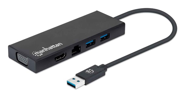 Manhattan 152846 kannettavien tietokoneiden telakka ja porttitoistin USB A-tyyppi Musta
