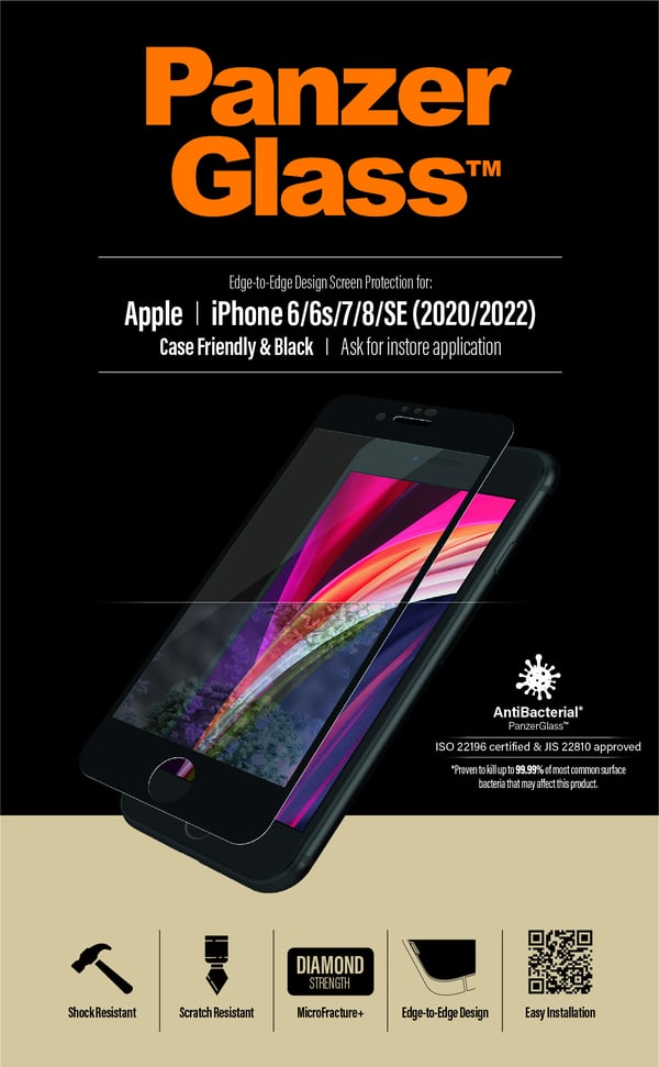 PanzerGlass ® Screen Protector iPhone 8 | 7 | 6s | 6 | SE (2020/2022) | Edge-to-Edge Genomskinligt skärmskydd Apple 1 styck