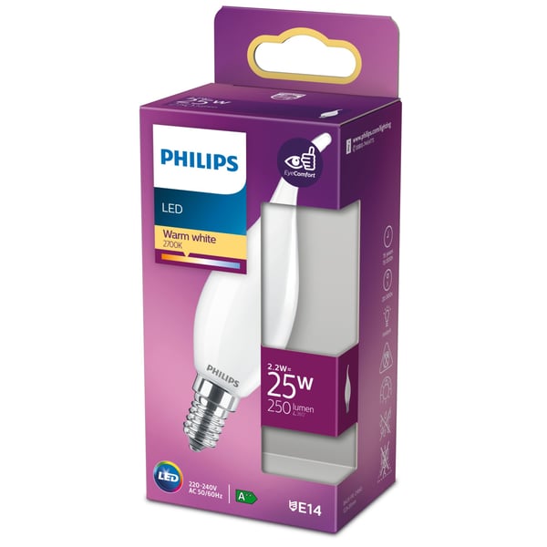 Philips Filamentti kynttilälamppu huurrettu 25W BA35 E14