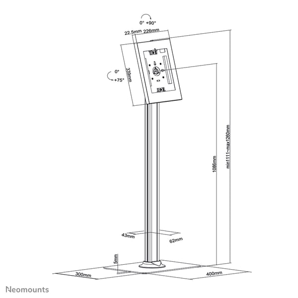 Neomounts FL15-650WH1 ställ och skyddsskal för surfplattor Vit 27,9 cm (11")