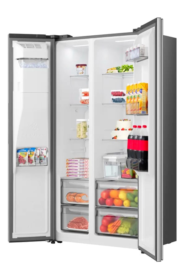 Hisense RS5P528STIE Kombinerad kyl/frys side-by-side Fristående 528 l Grå, Rostfritt stål