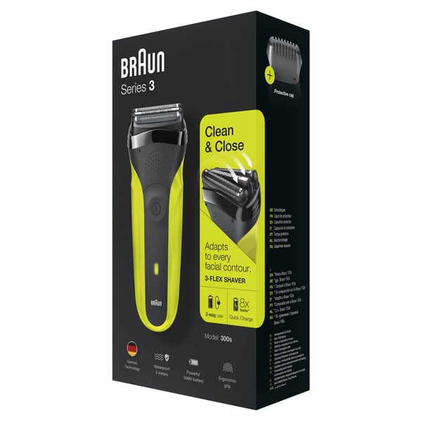 Braun Series 3 81702940 rakapparater för män Folierakapparat Trimmer Svart, Grön
