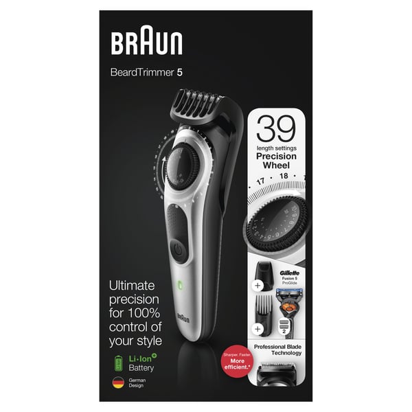 Braun 81705173 skæg trimmer Vekselstrøm/batteri 39 2 cm Sort, Sølv