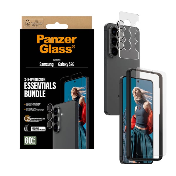 PanzerGlass ® Hoops® 2-in-1 Pakke Samsung Galaxy S26 | Ultra-Wide Fit
