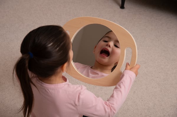 Tickit Hand Held Wooden Mirror