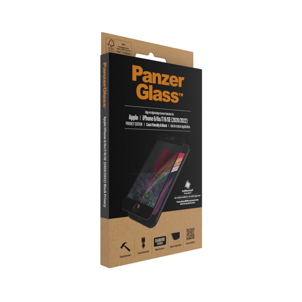 PanzerGlass ® Privacy Screen Protector iPhone SE (2020/2022) | 8 | 7 | 6 | 6s | Edge-to-Edge Genomskinligt skärmskydd Apple 1 styck
