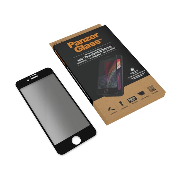 PanzerGlass ® Privacy Screen Protector iPhone SE (2020/2022) | 8 | 7 | 6 | 6s | Edge-to-Edge Genomskinligt skärmskydd Apple 1 styck