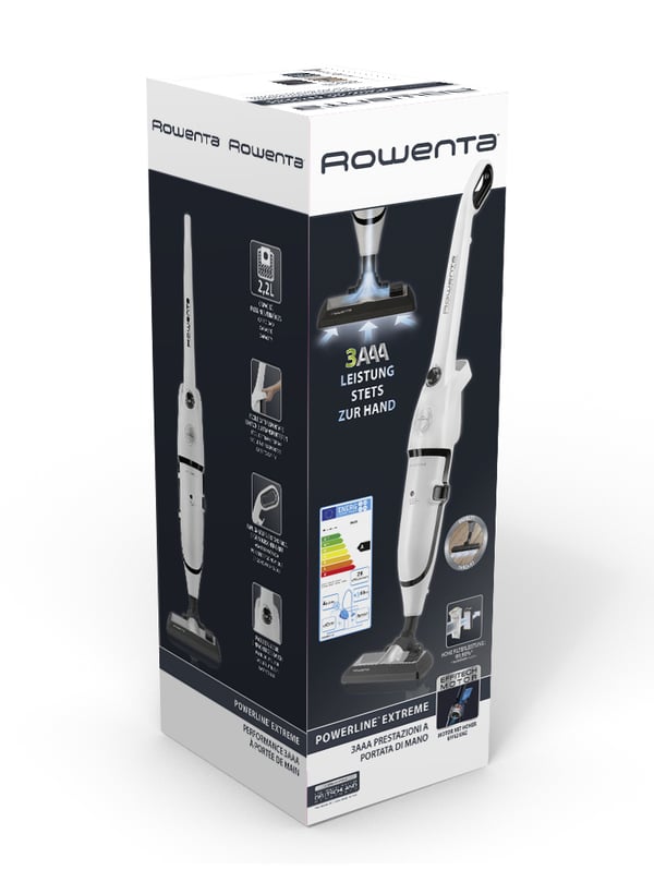 Rowenta Powerline Extreme RH8037WA upprättstående dammsugare och elektrisk sopborste Skaftdammsugare AC Torr Dammpåse 2,2 l 750 W Vit