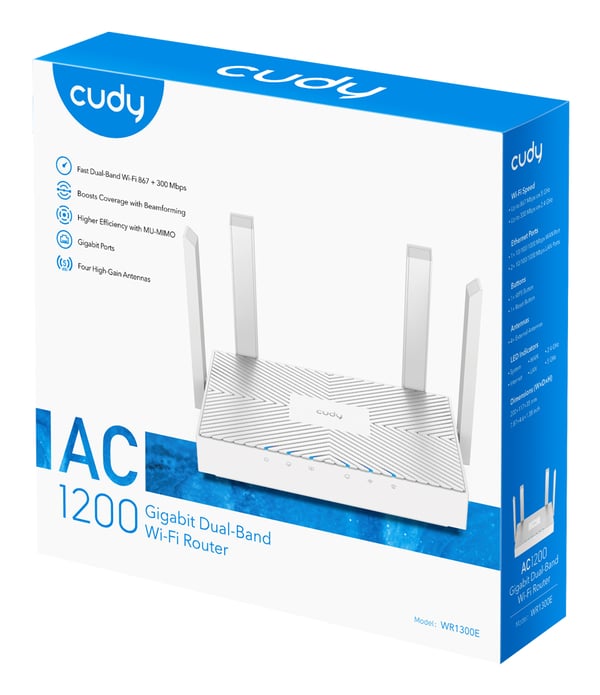 Cudy WR1300E trådløs router Gigabit Ethernet Dual-band (2,4 GHz / 5 GHz) Hvid