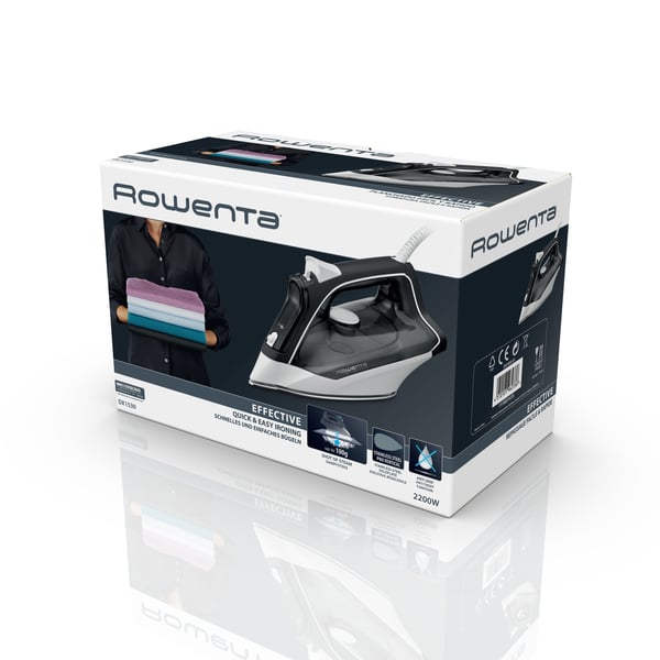 Rowenta DX1530 Kuiva- & höyrysilitysrauta Pohjalevy ruostumatonta terästä 2200 W Musta