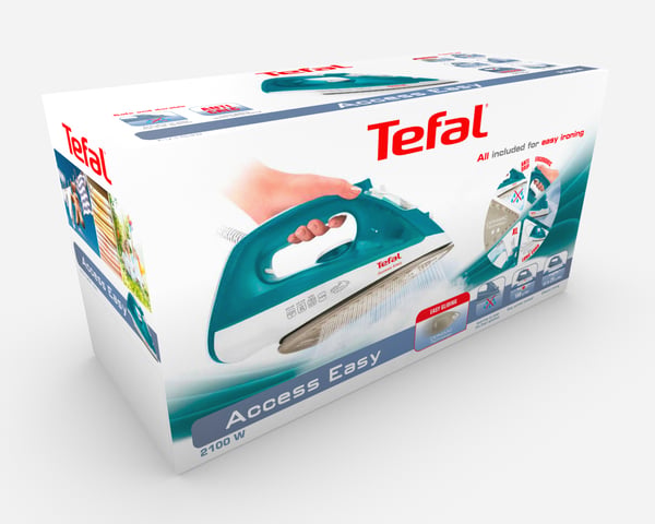 Tefal FV1542 Dampstrygejern Keramisk strygesål 2000 W Turkis, Hvid
