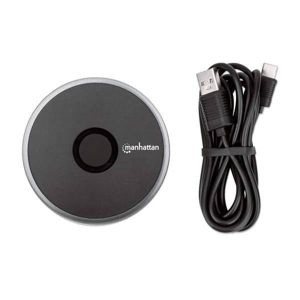 Manhattan 102186 oplader til mobil enhed Universel Sort USB Trådløs opladning Hurtig opladning Indendørs
