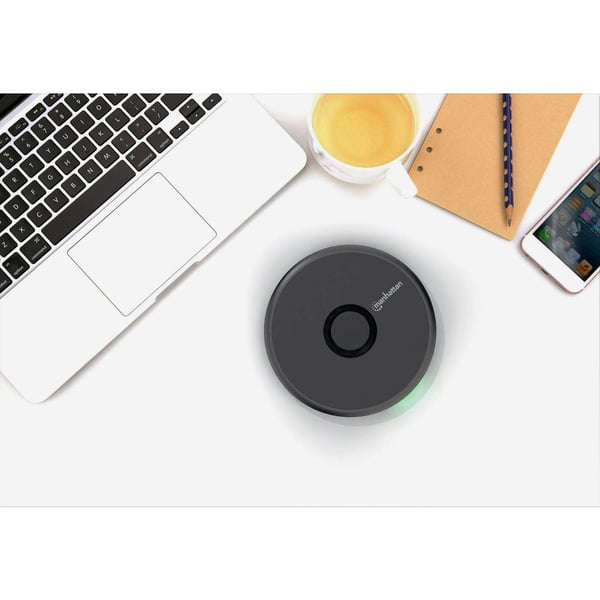 Manhattan 102186 oplader til mobil enhed Universel Sort USB Trådløs opladning Hurtig opladning Indendørs