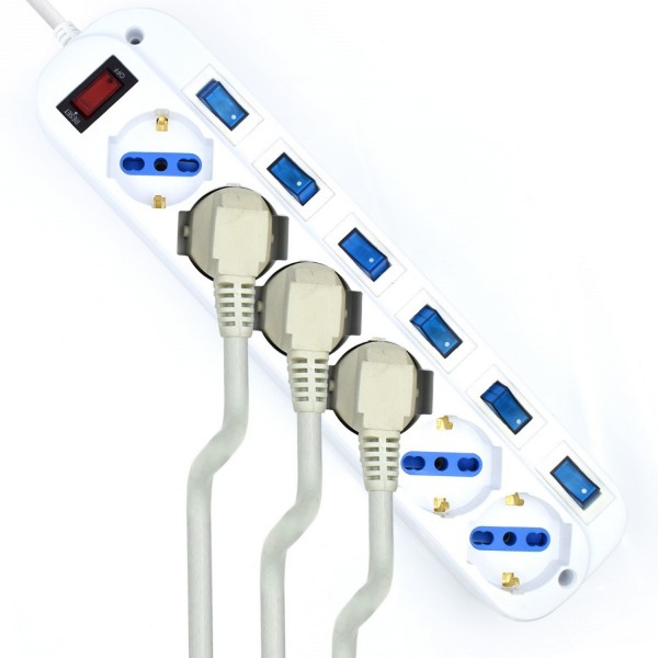 Ewent EW3932-5M överspänningsskydd Vit 6 AC-utgångar