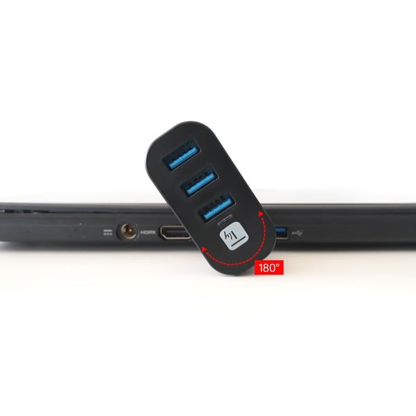 Techly IUSB3-HUB3-ROTB gränssnittshubbar USB 3.2 Gen 1 (3.1 Gen 1) Type-A 5000 Mbit/s Svart