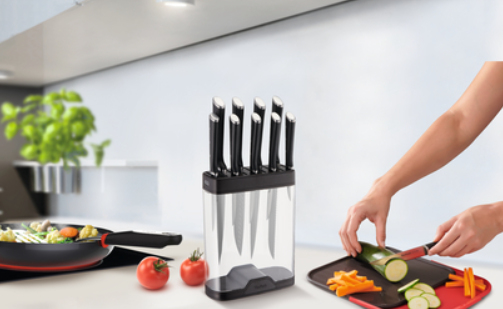 Tefal K2350204 knivblock Svart, Transparent