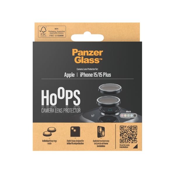 PanzerGlass ® Hoops® Camera Lens Protector Black iPhone 15 | 15 Plus Kirkas näytönsuoja Apple 1 kpl