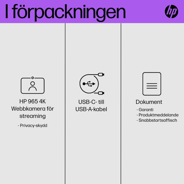 HP 965 4K-webbkamera för streaming