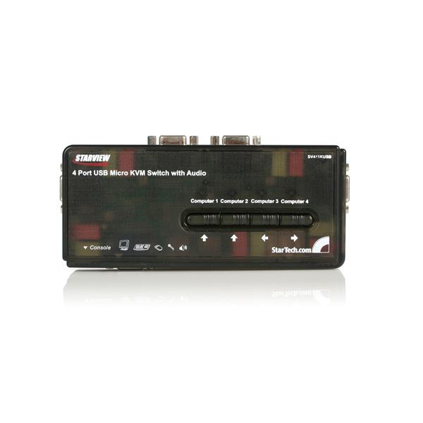 StarTech.com Svart USB KVM-switch-paket med 4 portar, kablar och audio