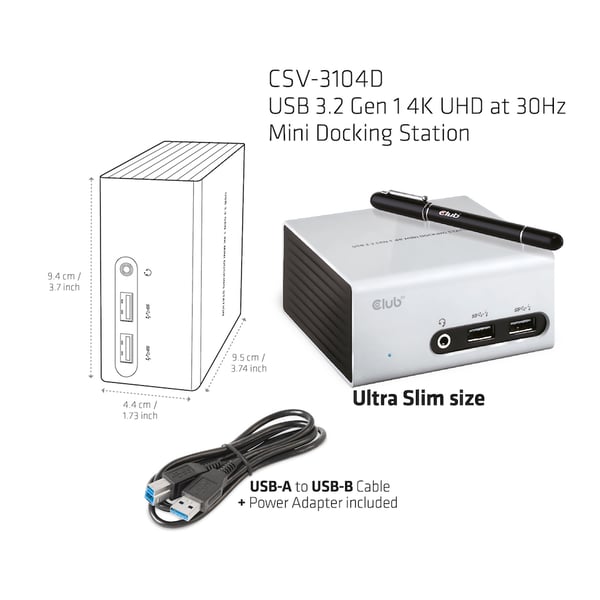 CLUB3D SenseVision USB 3.0 4K UHD Mini Docking Station