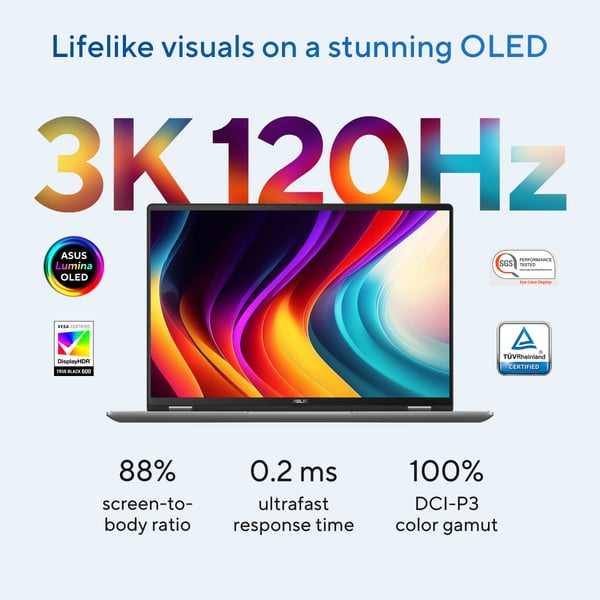 ASUS Vivobook 16 Flip TP3607SA-SI099W Copilot+ PC Intel Core Ultra 7 258V Hybridi (2-in-1) 40,6 cm (16") Kosketusnäyttö WUXGA 32 GB LPDDR5x-SDRAM 1 TB SSD Wi-Fi 7 (802.11be) Windows 11 Home Musta, Harmaa QWERTY Hollanti