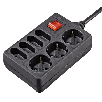 Hama 00108868 stikdåse 1,4 m 7 AC stikkontakt(er) Indendørs Sort