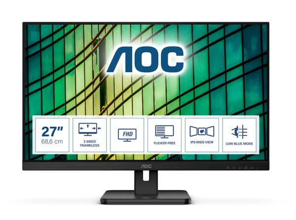 AOC E2 27E2QAE computerskærm 68,6 cm (27") 1920 x 1080 pixel Fuld HD LCD Sort