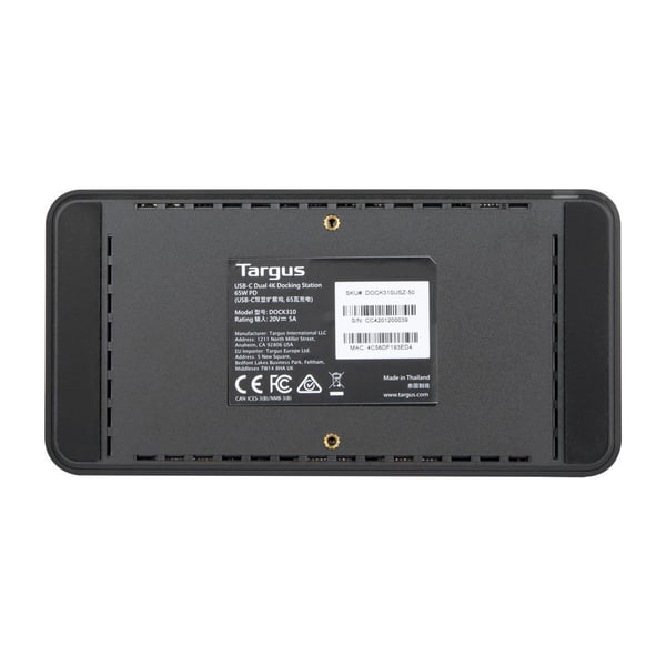 Targus DOCK310EUZ kannettavien tietokoneiden telakka ja porttitoistin Langallinen USB 3.2 Gen 1 (3.1 Gen 1) Type-C Musta
