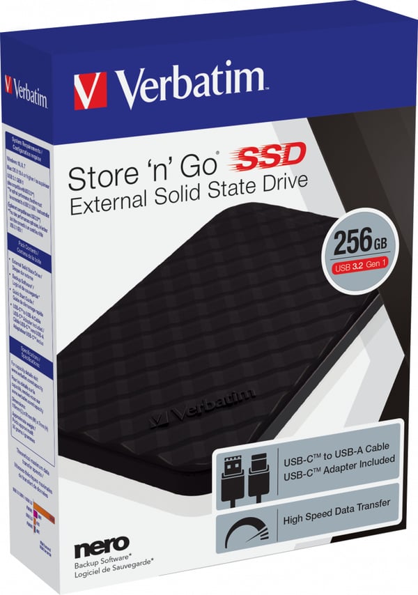 Verbatim Store 'n' Go 256 GB USB Type-C 3.2 Gen 1 (3.1 Gen 1) Musta