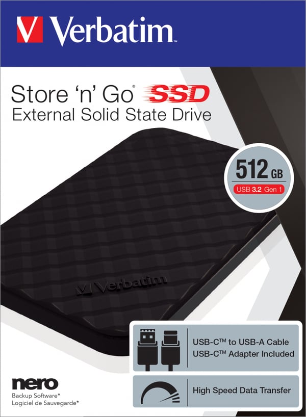 Verbatim Store 'n' Go 512 GB USB Type-C 3.2 Gen 1 (3.1 Gen 1) Musta