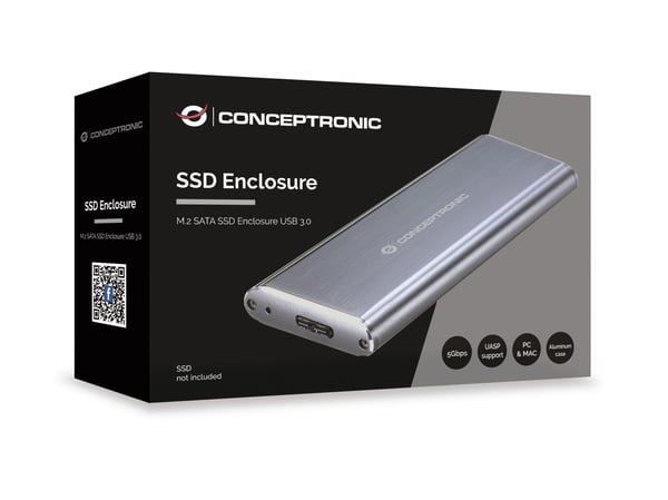 Conceptronic DDE03G tallennusaseman kotelo SSD-kotelo Harmaa M.2