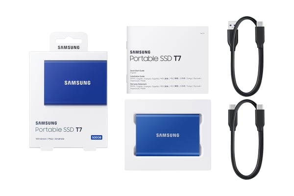 Samsung Portable SSD T7 500 GB USB Type-C 3.2 Gen 2 (3.1 Gen 2) Sininen