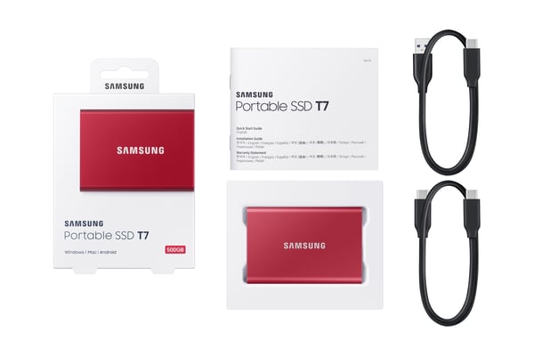 Samsung Portable SSD T7 500 GB USB Type-C 3.2 Gen 2 (3.1 Gen 2) Punainen