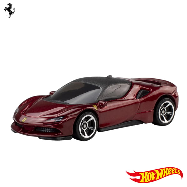 Hot Wheels Ferrari 5-pack, set med 5 formgjutna Ferrari-leksaksbilar i skala 1:64