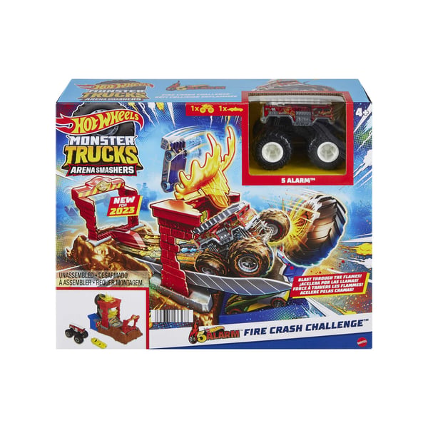 Hot Wheels Monster Trucks Arena Smashers 5-Alarm Fire Crash Challenge-lekset