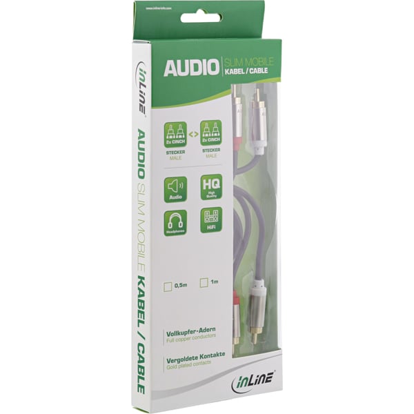 InLine 99263 ljudkabel 3 m 2 x RCA Svart