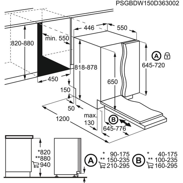 AEG FSE62417P Delvist indbygget 9 kuverter