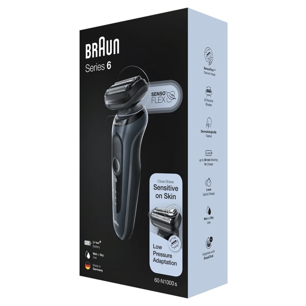 Braun Series 6 60-N1000s Teräverkollinen parranajokone Harmaa
