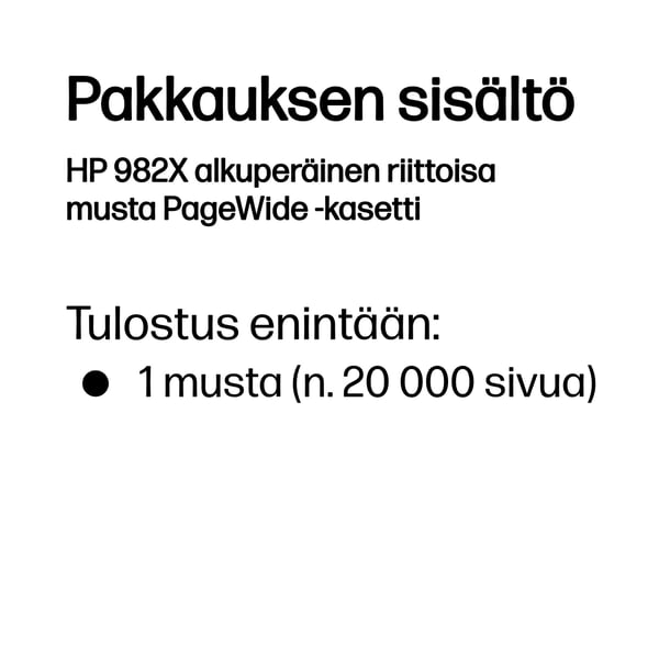 HP 982X alkuperäinen riittoisa musta PageWide -kasetti