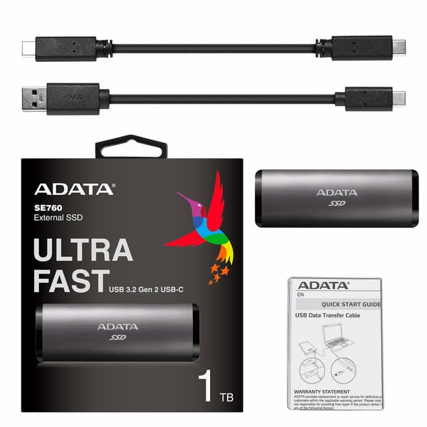 ADATA SE760 1 TB USB Type-C 3.2 Gen 2 (3.1 Gen 2) Titanium
