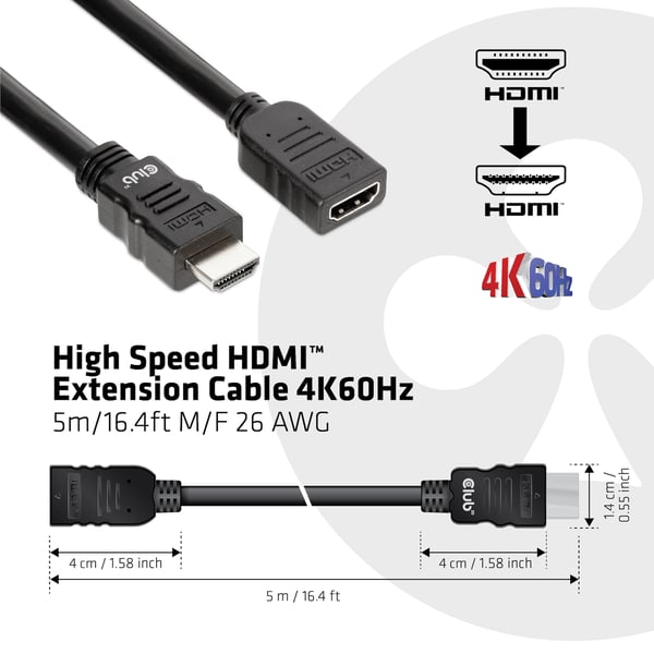 CLUB3D CAC-1325 HDMI-kaapeli 5 m HDMI-tyyppi A (vakio) Musta