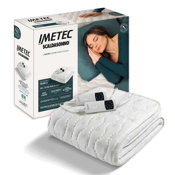 Imetec Adapto Plus Cotone Elektrisk sängvärmare 150 W Vit Bomull, Polyester